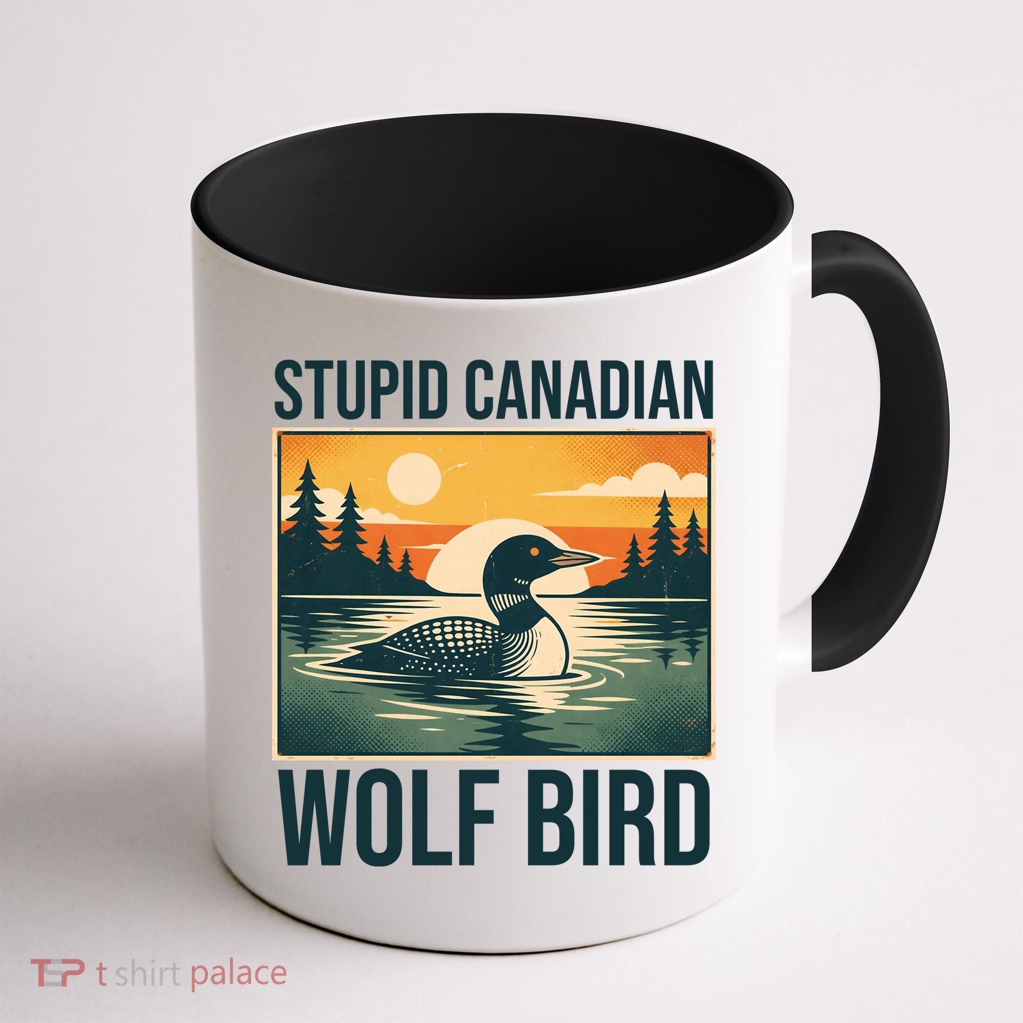 Funny Sarcastic Animal Stupid Canadian Wolf Bird Coffee Mug