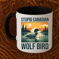 Funny Sarcastic Animal Stupid Canadian Wolf Bird Coffee Mug thumb 2