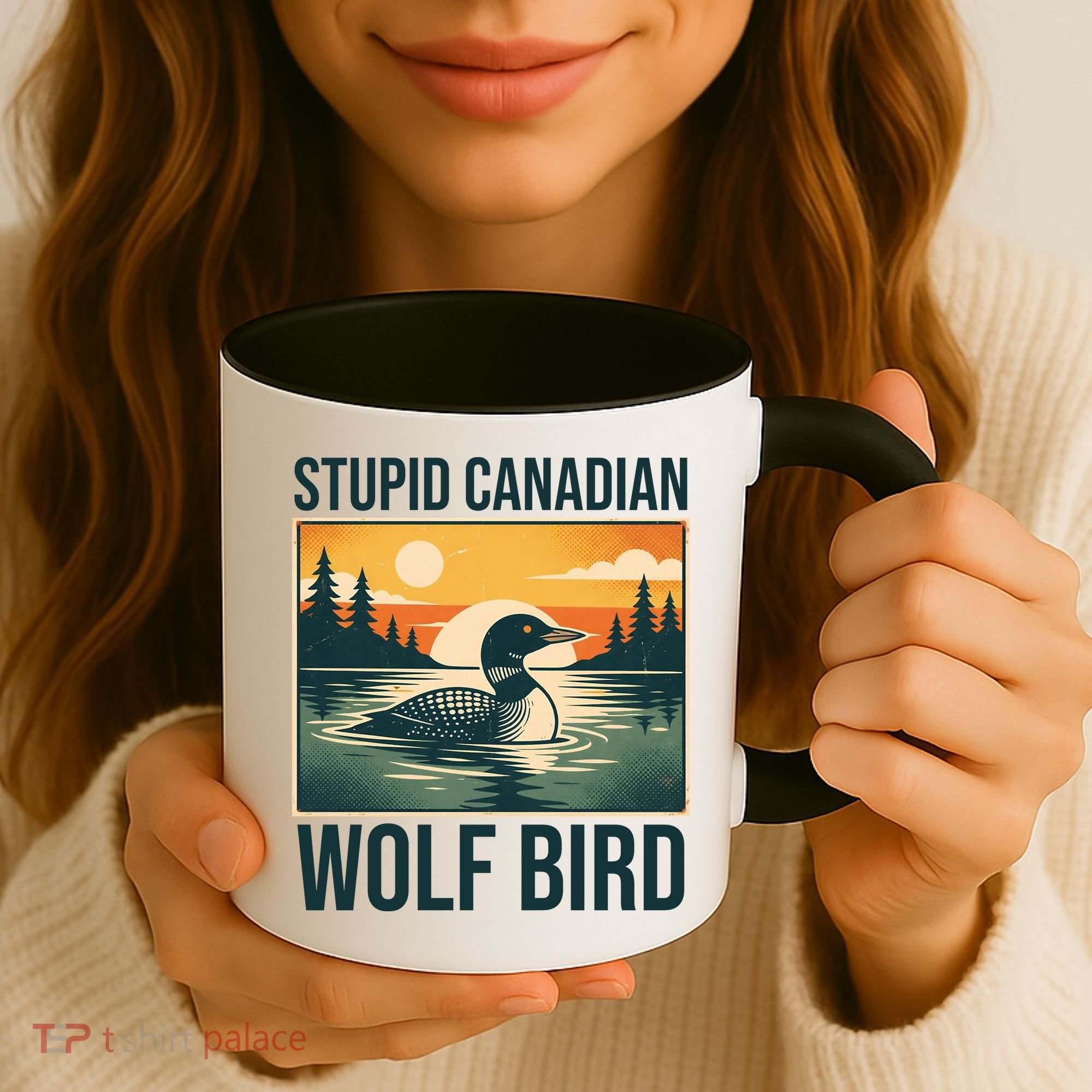 Funny Sarcastic Animal Stupid Canadian Wolf Bird Coffee Mug