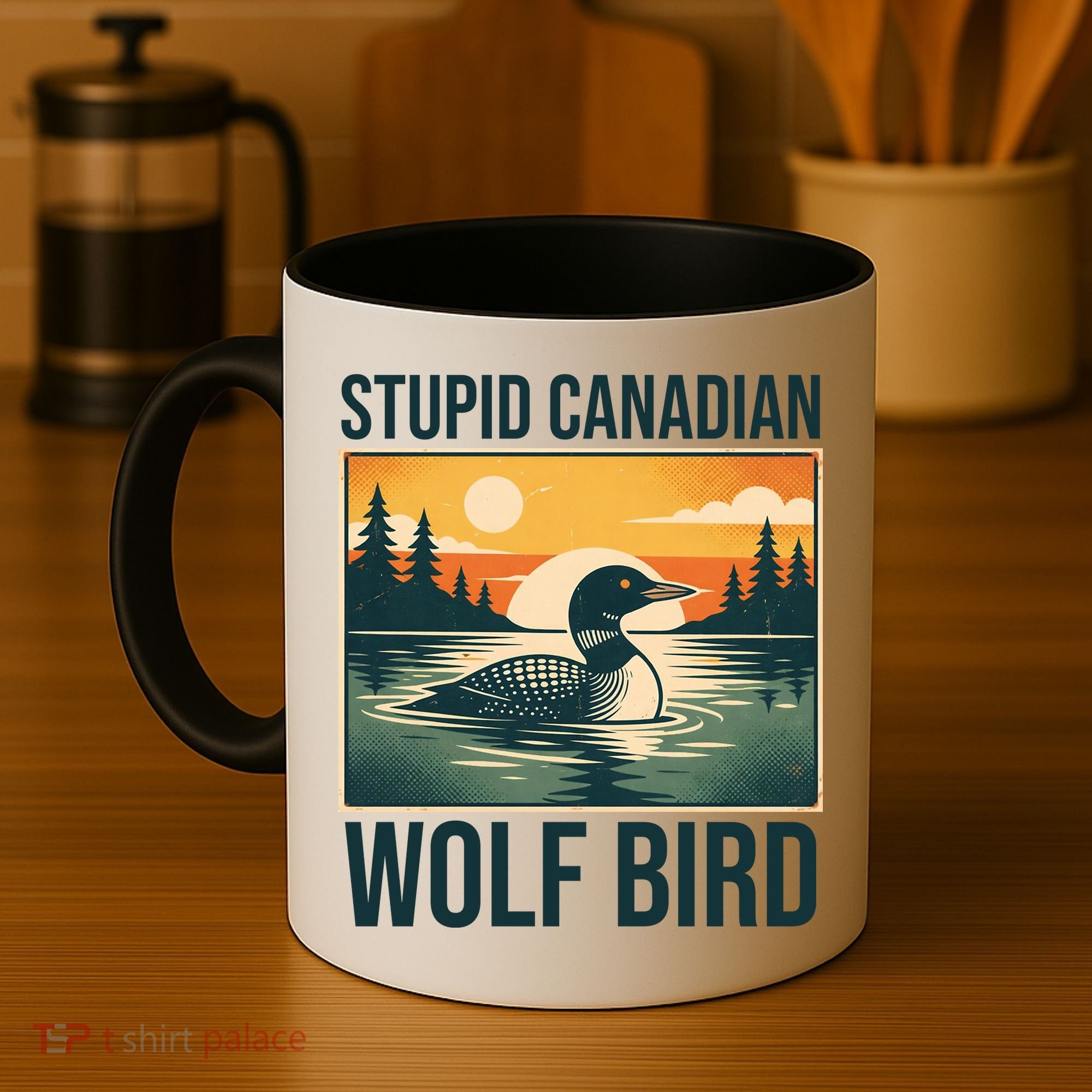 Funny Sarcastic Animal Stupid Canadian Wolf Bird Coffee Mug