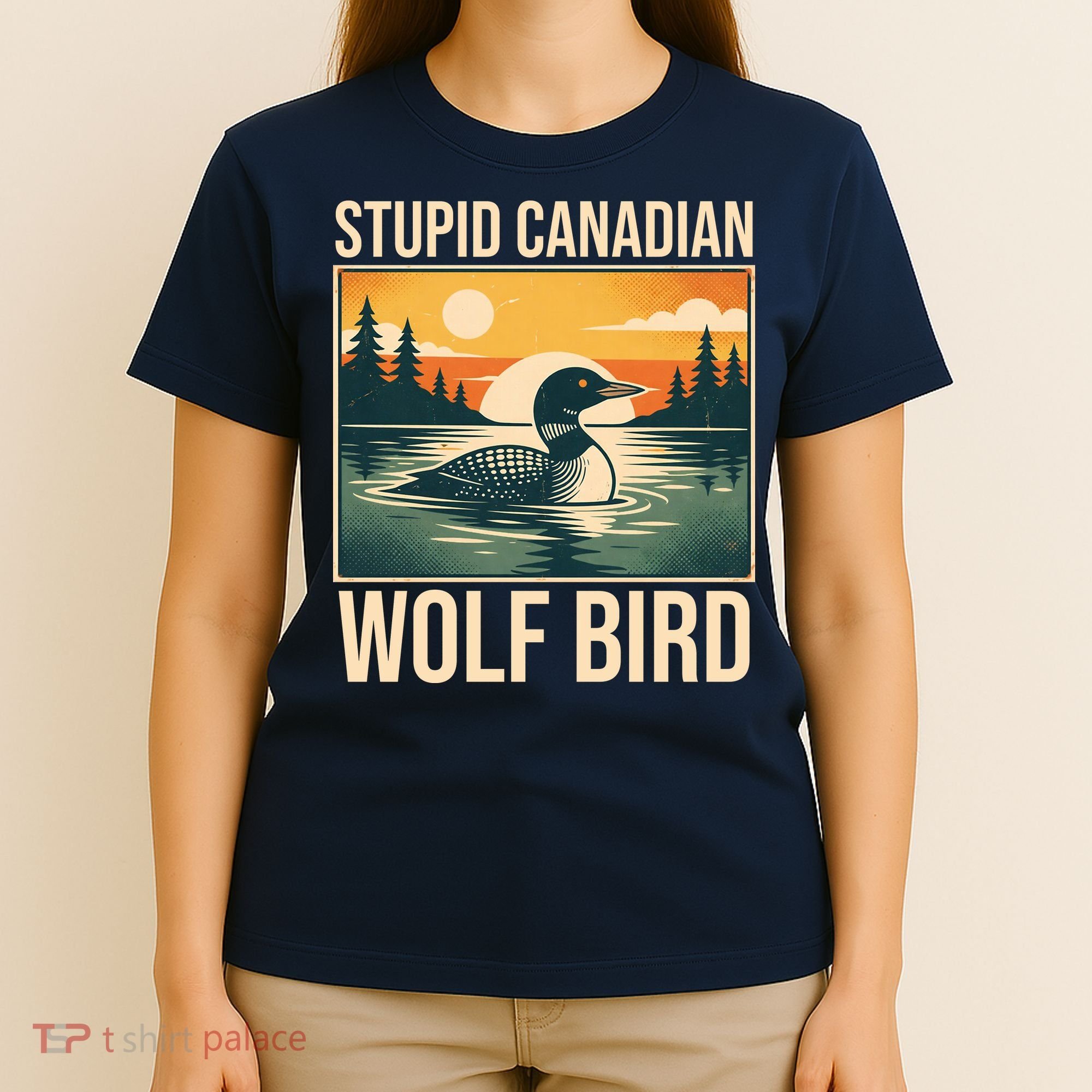 Funny Sarcastic Animal Stupid Canadian Wolf Bird T-Shirt