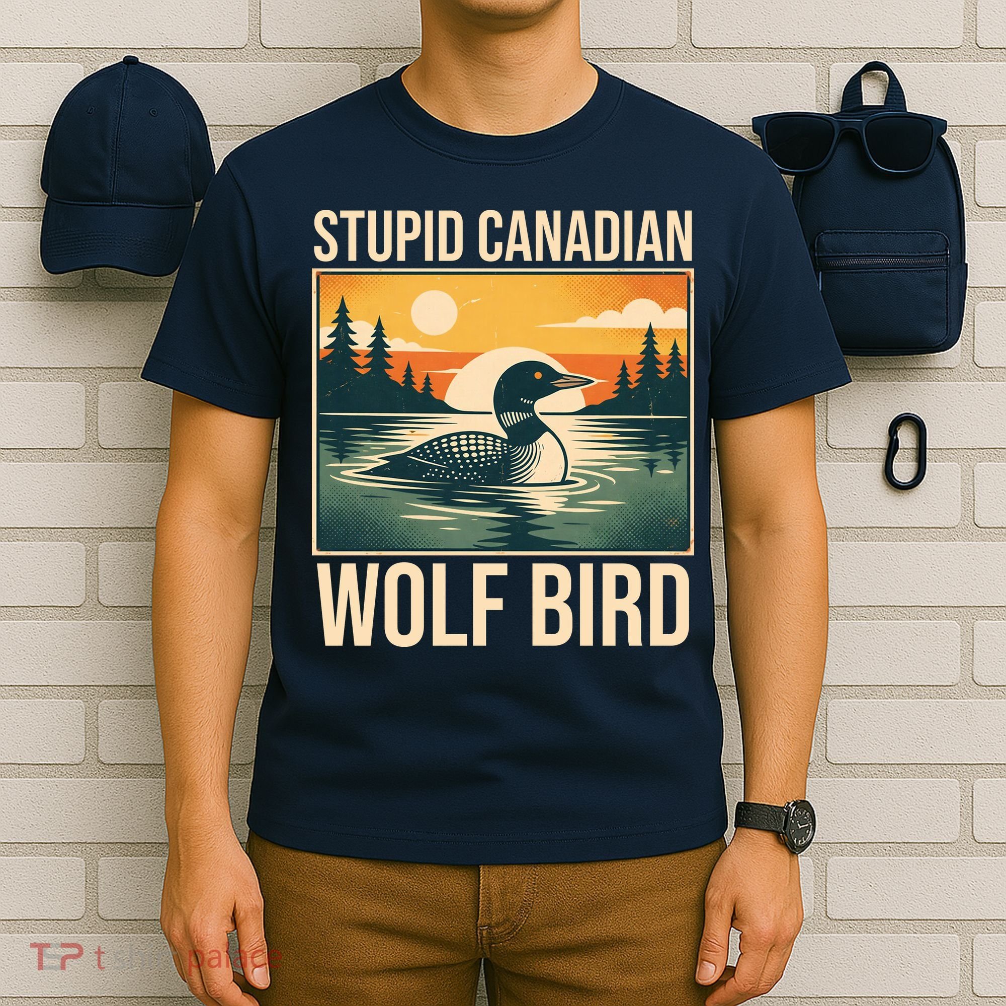 Funny Sarcastic Animal Stupid Canadian Wolf Bird T-Shirt