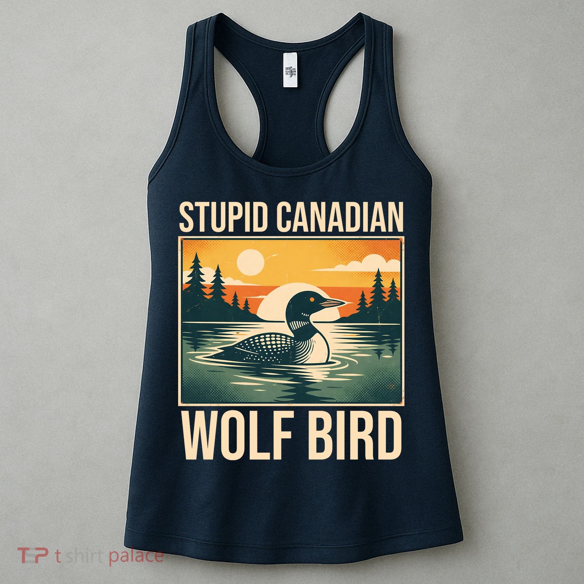 Funny Sarcastic Animal Stupid Canadian Wolf Bird Women's Tank Top