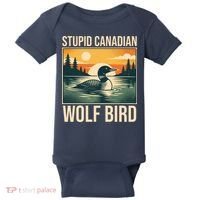 Funny Sarcastic Animal Stupid Canadian Wolf Bird Baby Bodysuit thumb 0