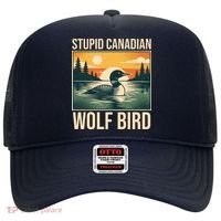 Funny Sarcastic Animal Stupid Canadian Wolf Bird Hat thumb 0