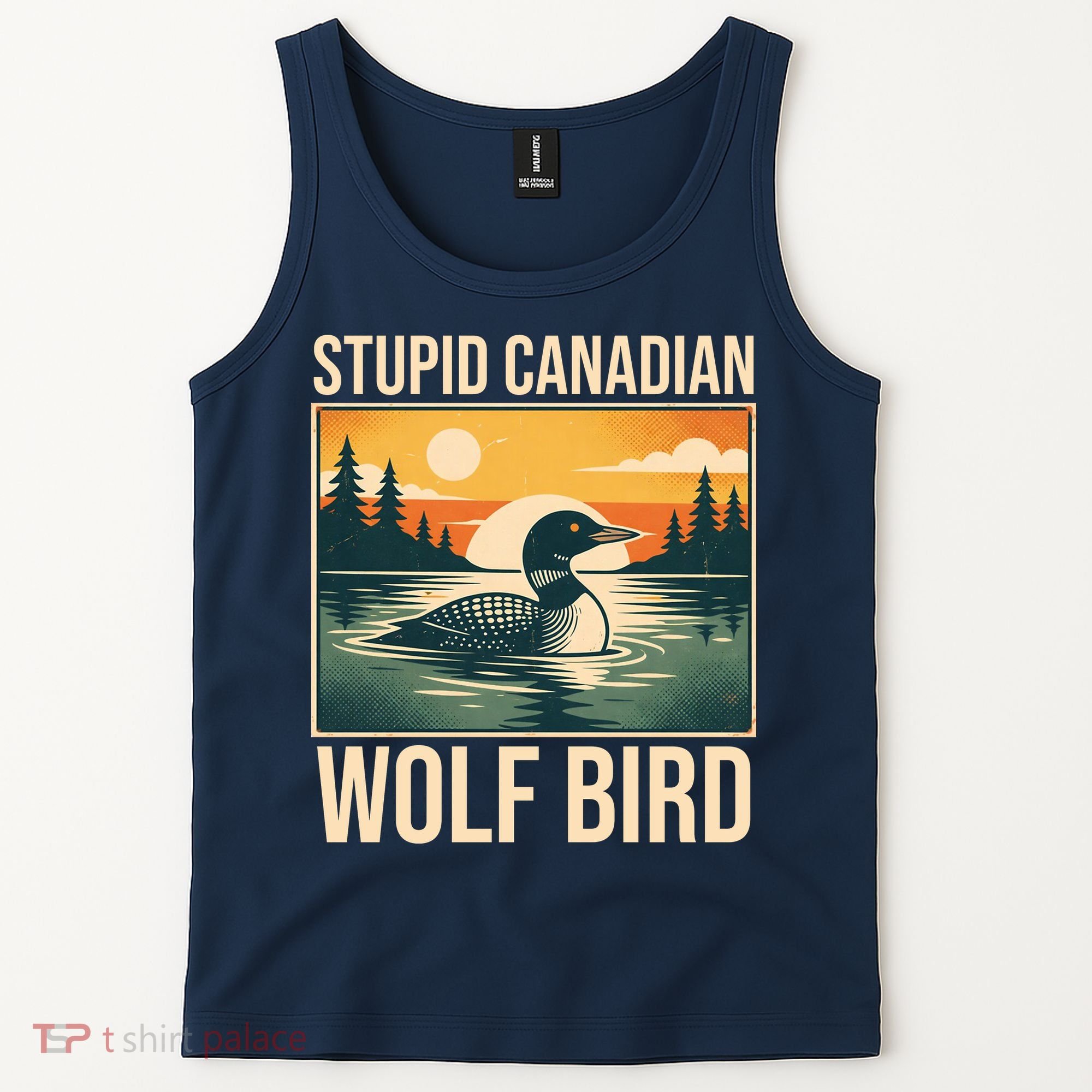 Funny Sarcastic Animal Stupid Canadian Wolf Bird Tank Top