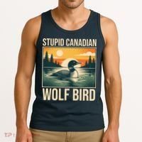 Funny Sarcastic Animal Stupid Canadian Wolf Bird Tank Top thumb 3