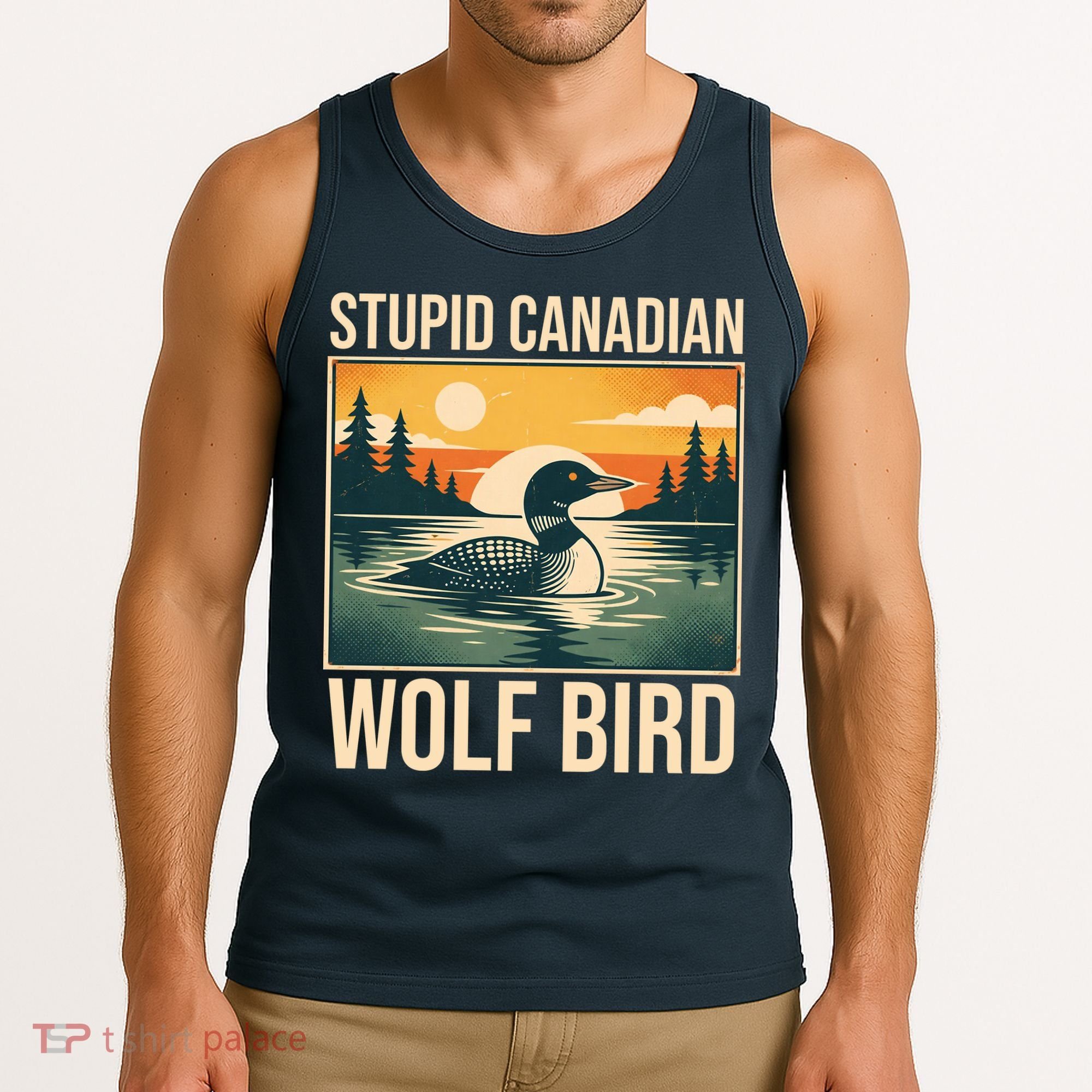 Funny Sarcastic Animal Stupid Canadian Wolf Bird Tank Top