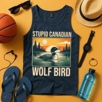 Funny Sarcastic Animal Stupid Canadian Wolf Bird Tank Top thumb 4