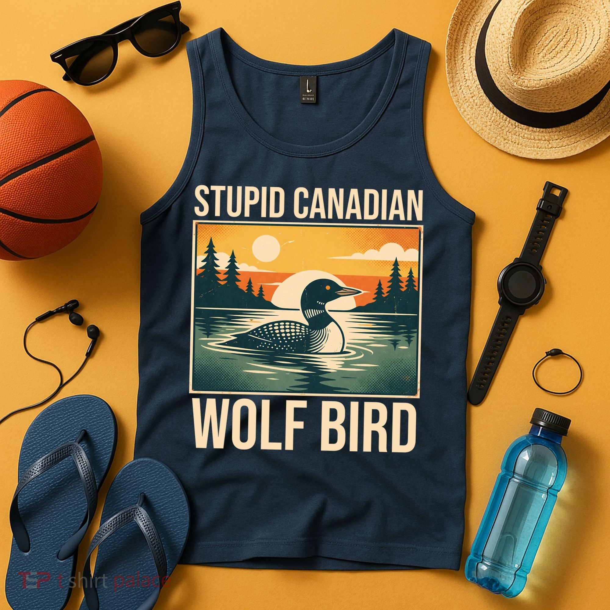 Funny Sarcastic Animal Stupid Canadian Wolf Bird Tank Top