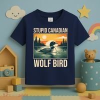 Funny Sarcastic Animal Stupid Canadian Wolf Bird Toddler T-Shirt thumb 3