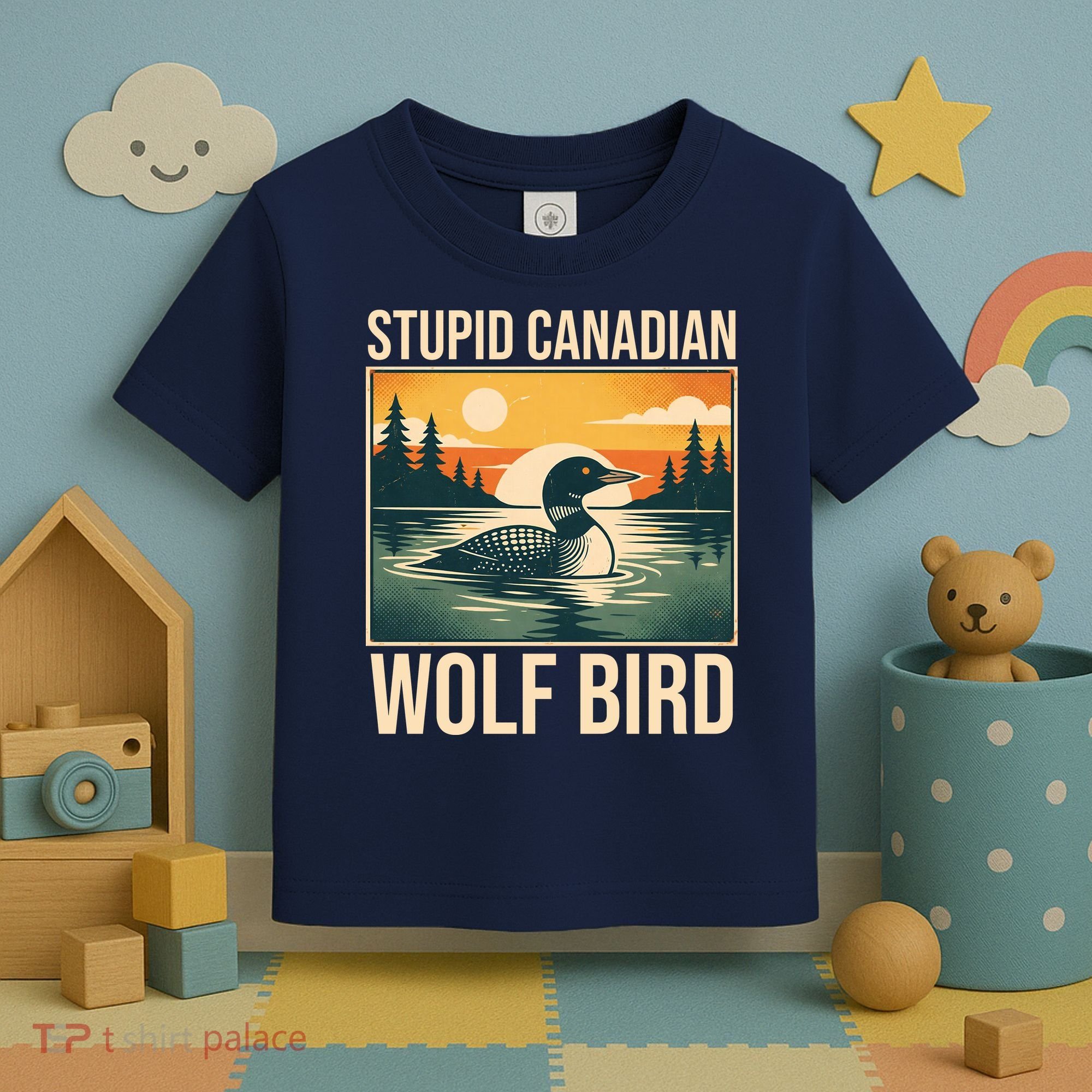 Funny Sarcastic Animal Stupid Canadian Wolf Bird Toddler T-Shirt