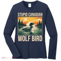 Funny Sarcastic Animal Stupid Canadian Wolf Bird Women's Long Sleeve Shirt thumb 0
