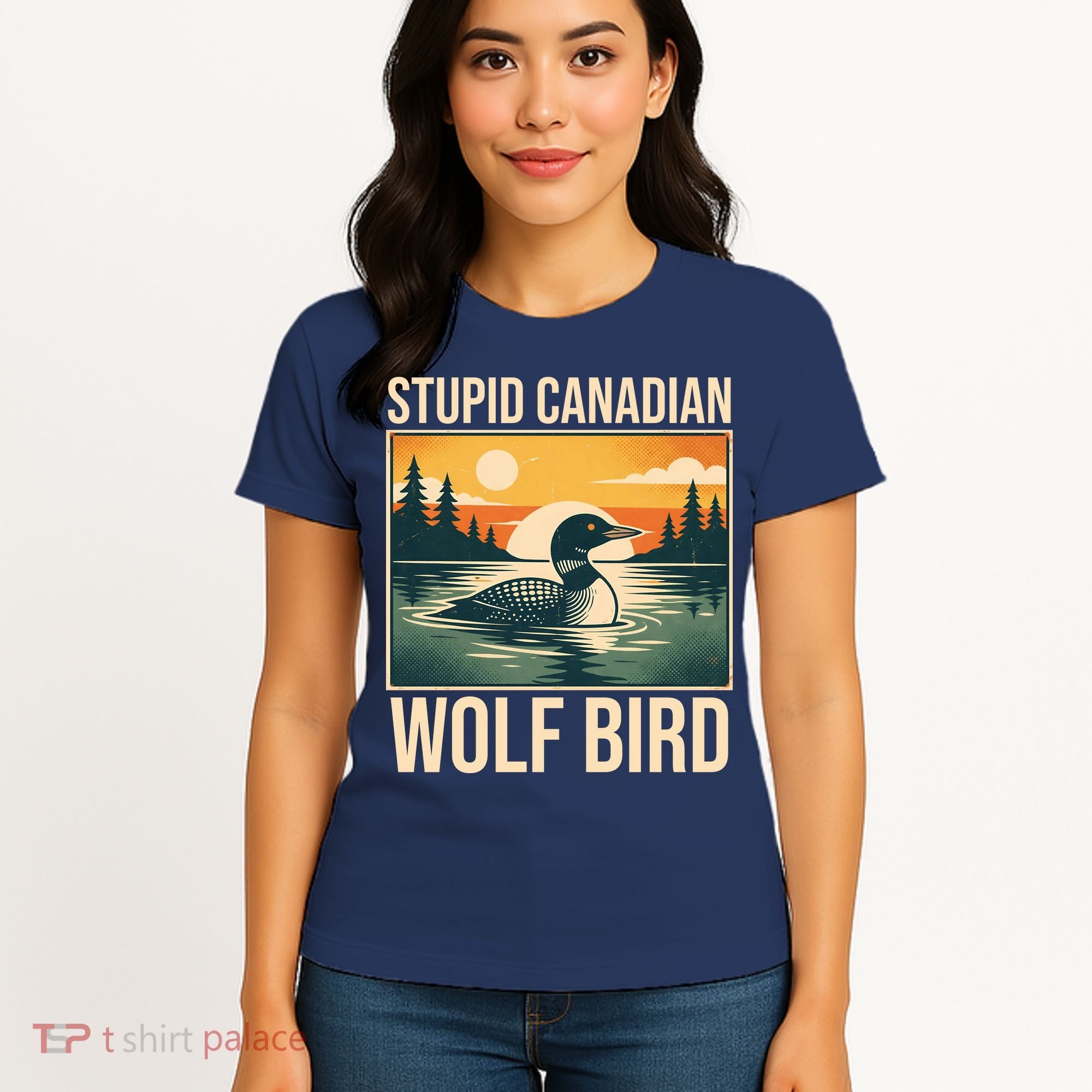 Funny Sarcastic Animal Stupid Canadian Wolf Bird Women's T-Shirt