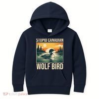 Funny Sarcastic Animal Stupid Canadian Wolf Bird Kids Hoodie thumb 0