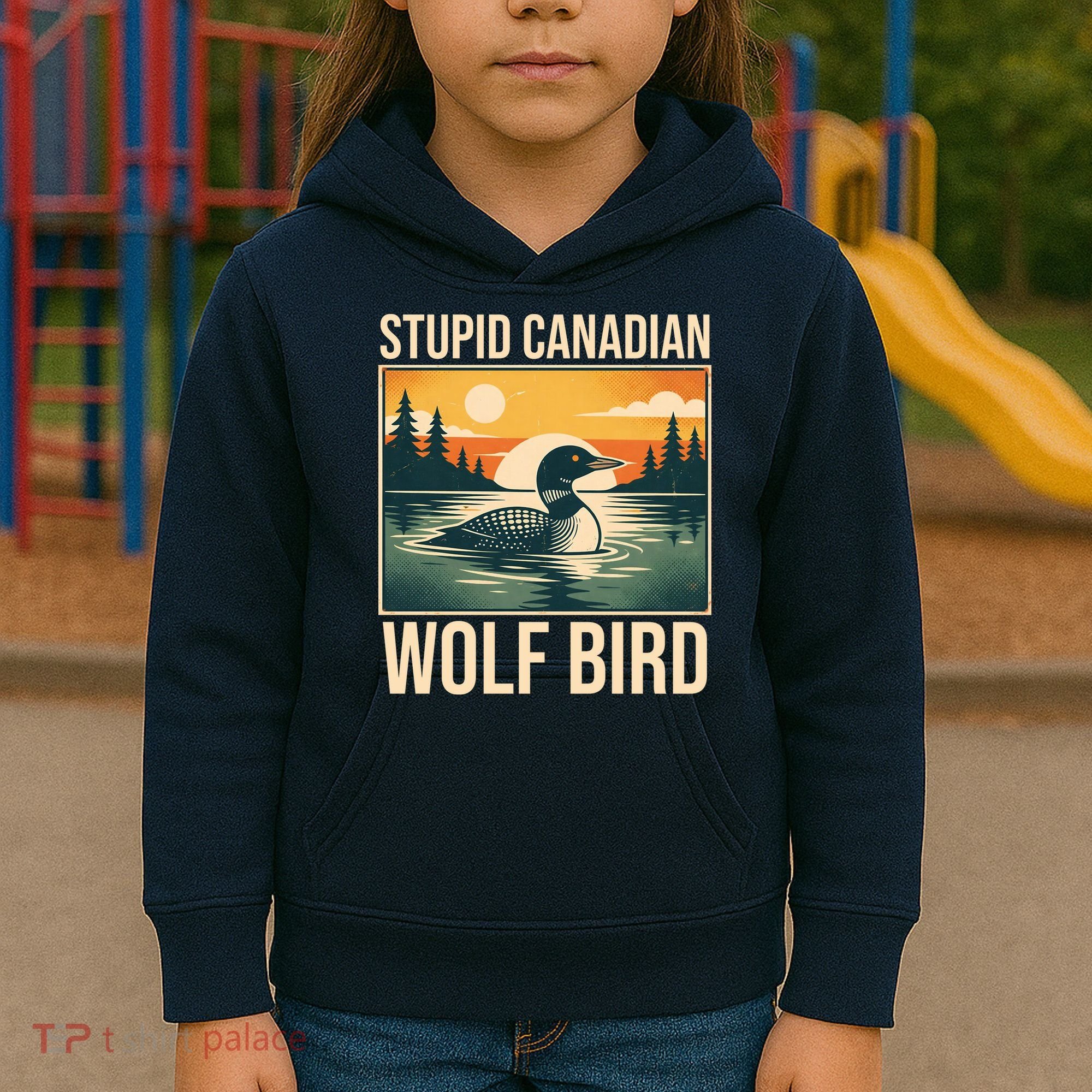 Funny Sarcastic Animal Stupid Canadian Wolf Bird Kids Hoodie