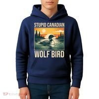 Funny Sarcastic Animal Stupid Canadian Wolf Bird Kids Hoodie thumb 4