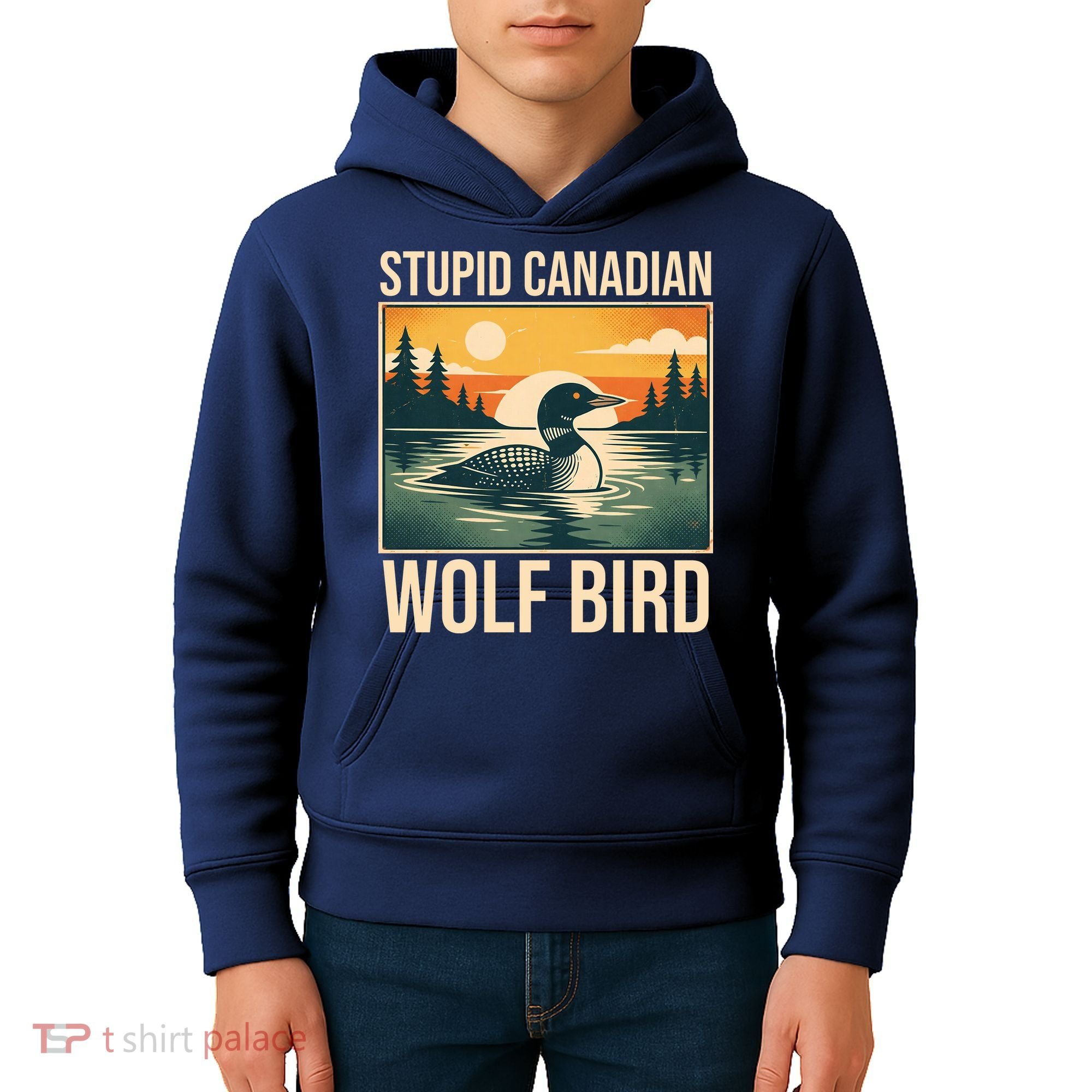Funny Sarcastic Animal Stupid Canadian Wolf Bird Kids Hoodie