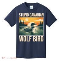 Funny Sarcastic Animal Stupid Canadian Wolf Bird Kids T-Shirt thumb 0