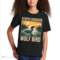 Funny Sarcastic Animal Stupid Canadian Wolf Bird Kids T-Shirt thumb 2