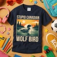 Funny Sarcastic Animal Stupid Canadian Wolf Bird Kids T-Shirt thumb 3