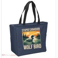 Funny Sarcastic Animal Stupid Canadian Wolf Bird Tote Bag thumb 2