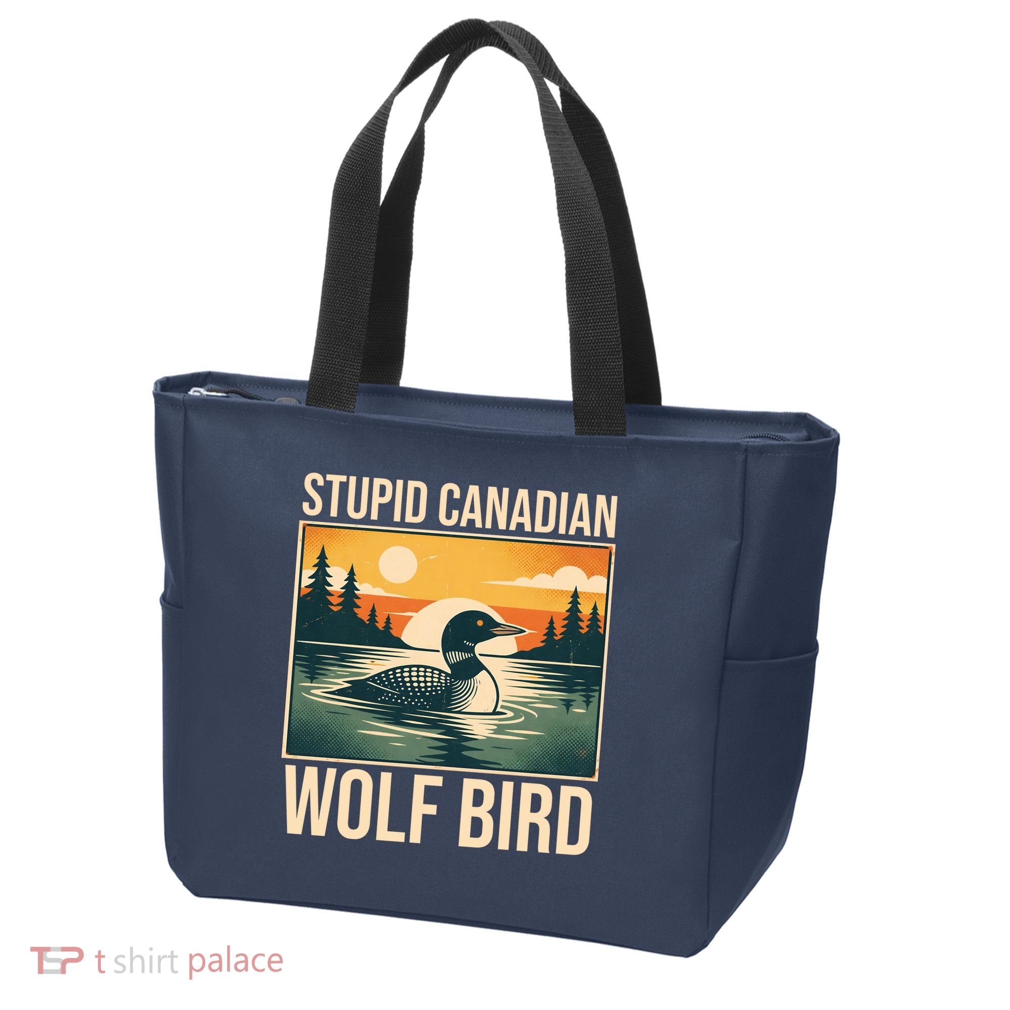 Funny Sarcastic Animal Stupid Canadian Wolf Bird Tote Bag