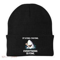 Funny Shark Attack It’s Fine I’m Fine Everything Is Fine Beanie thumb 0