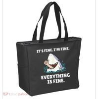 Funny Shark Attack It’s Fine I’m Fine Everything Is Fine Tote Bag thumb 2