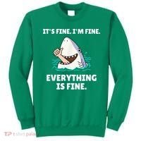 Funny Shark Attack It’s Fine I’m Fine Everything Is Fine Sweatshirt thumb 0
