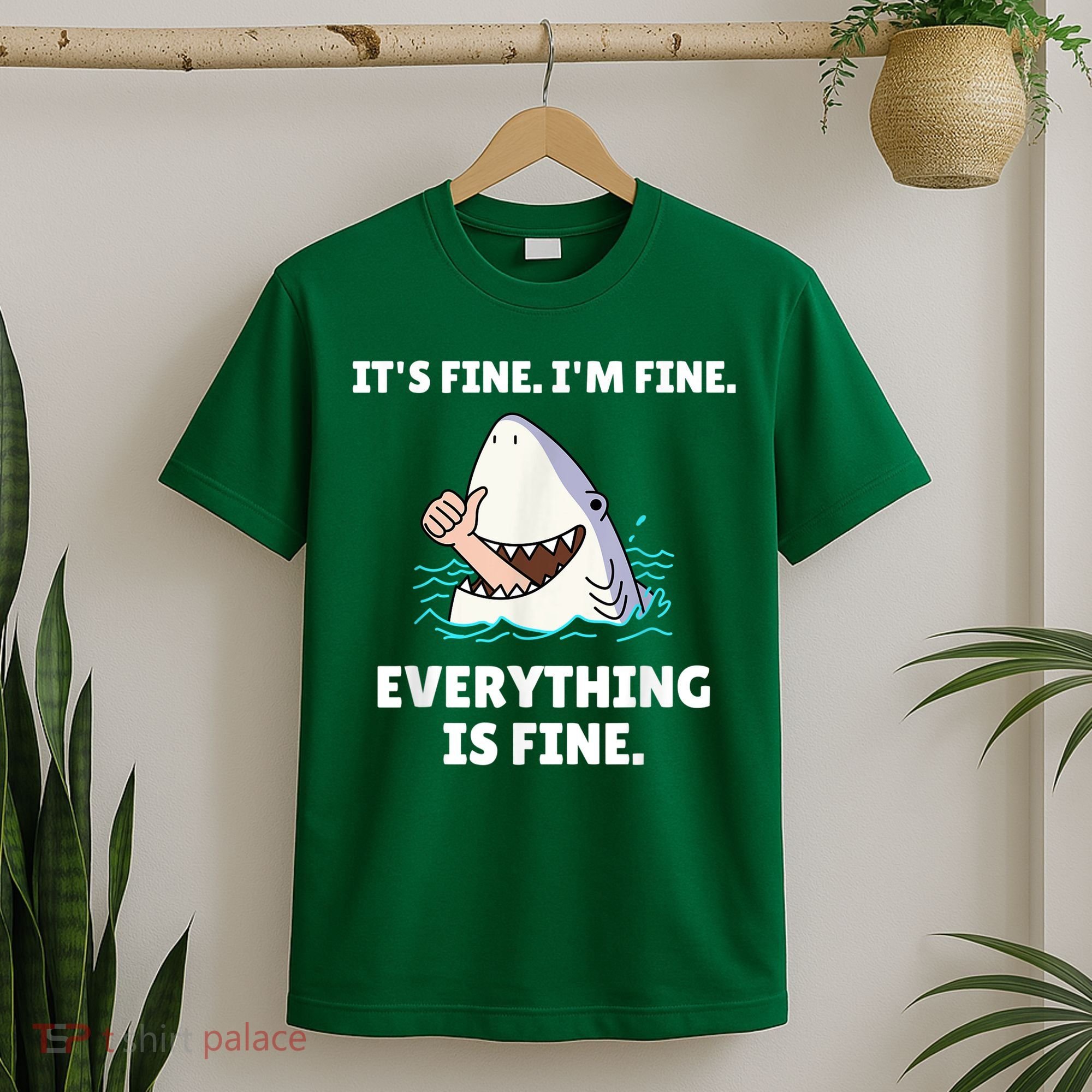 Funny Shark Attack It’s Fine I’m Fine Everything Is Fine T-Shirt
