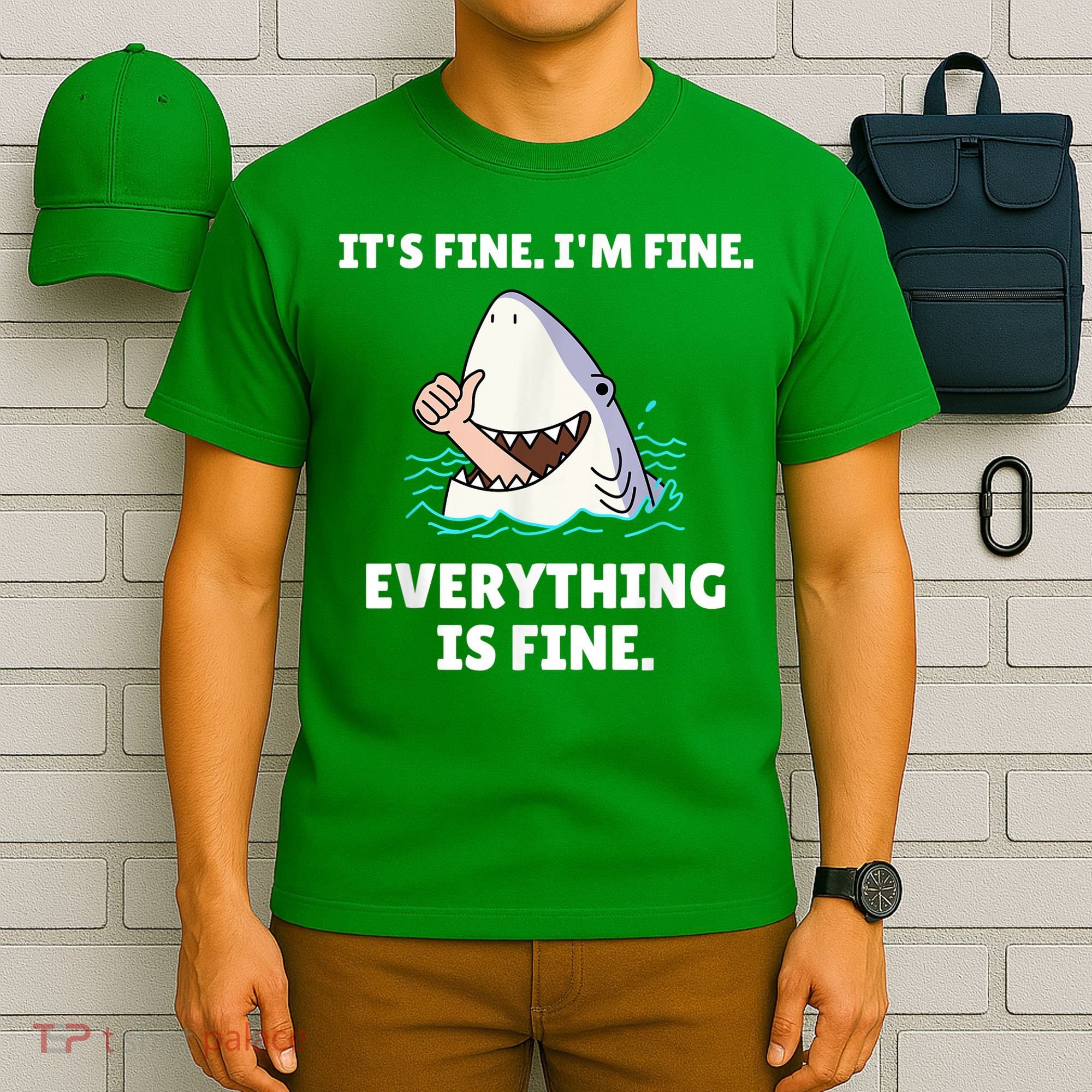 Funny Shark Attack It’s Fine I’m Fine Everything Is Fine T-Shirt