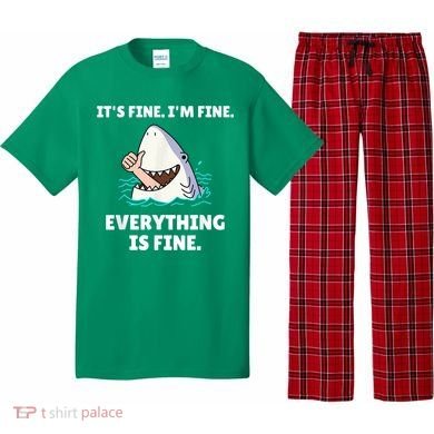 Funny Shark Attack It’s Fine I’m Fine Everything Is Fine Pajama Set