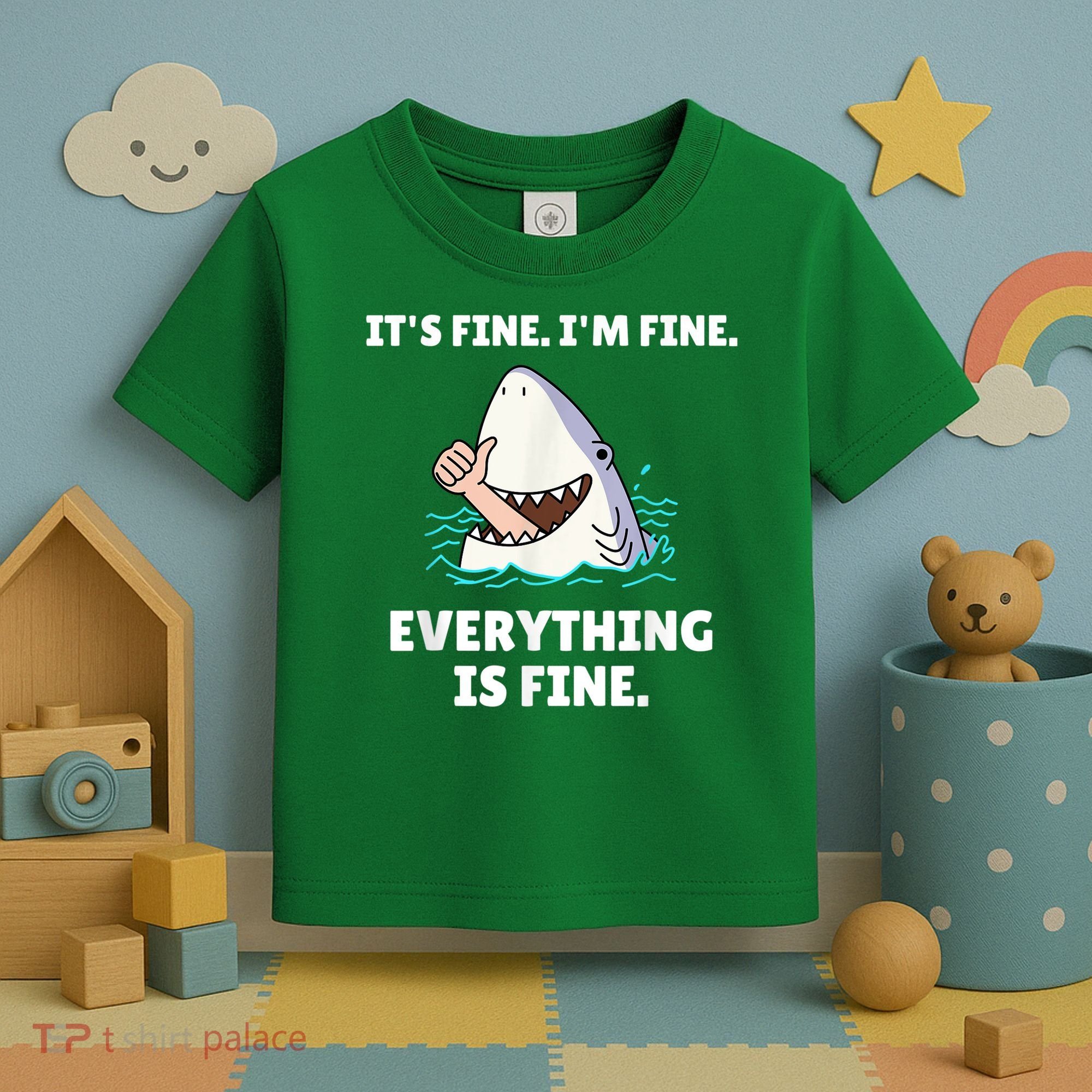 Funny Shark Attack It’s Fine I’m Fine Everything Is Fine Toddler T-Shirt