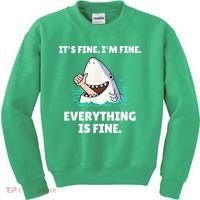 Funny Shark Attack It’s Fine I’m Fine Everything Is Fine Kids Sweatshirt thumb 0