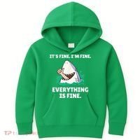 Funny Shark Attack It’s Fine I’m Fine Everything Is Fine Kids Hoodie thumb 0