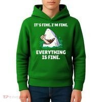 Funny Shark Attack It’s Fine I’m Fine Everything Is Fine Kids Hoodie thumb 4