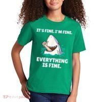 Funny Shark Attack It’s Fine I’m Fine Everything Is Fine Kids T-Shirt thumb 2