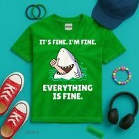 Funny Shark Attack It’s Fine I’m Fine Everything Is Fine Kids Tie-Dye T-Shirt thumb 2