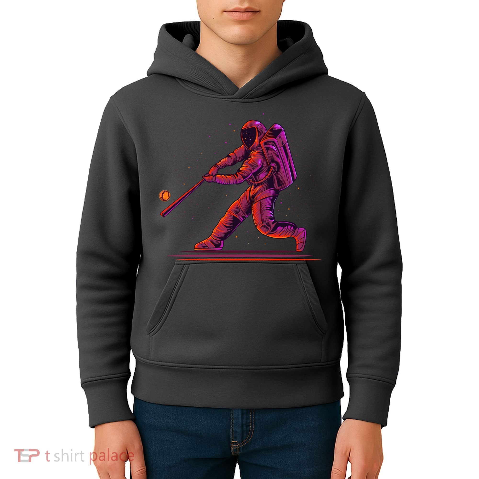 Funny Space Astronaut Baseball Kids Hoodie