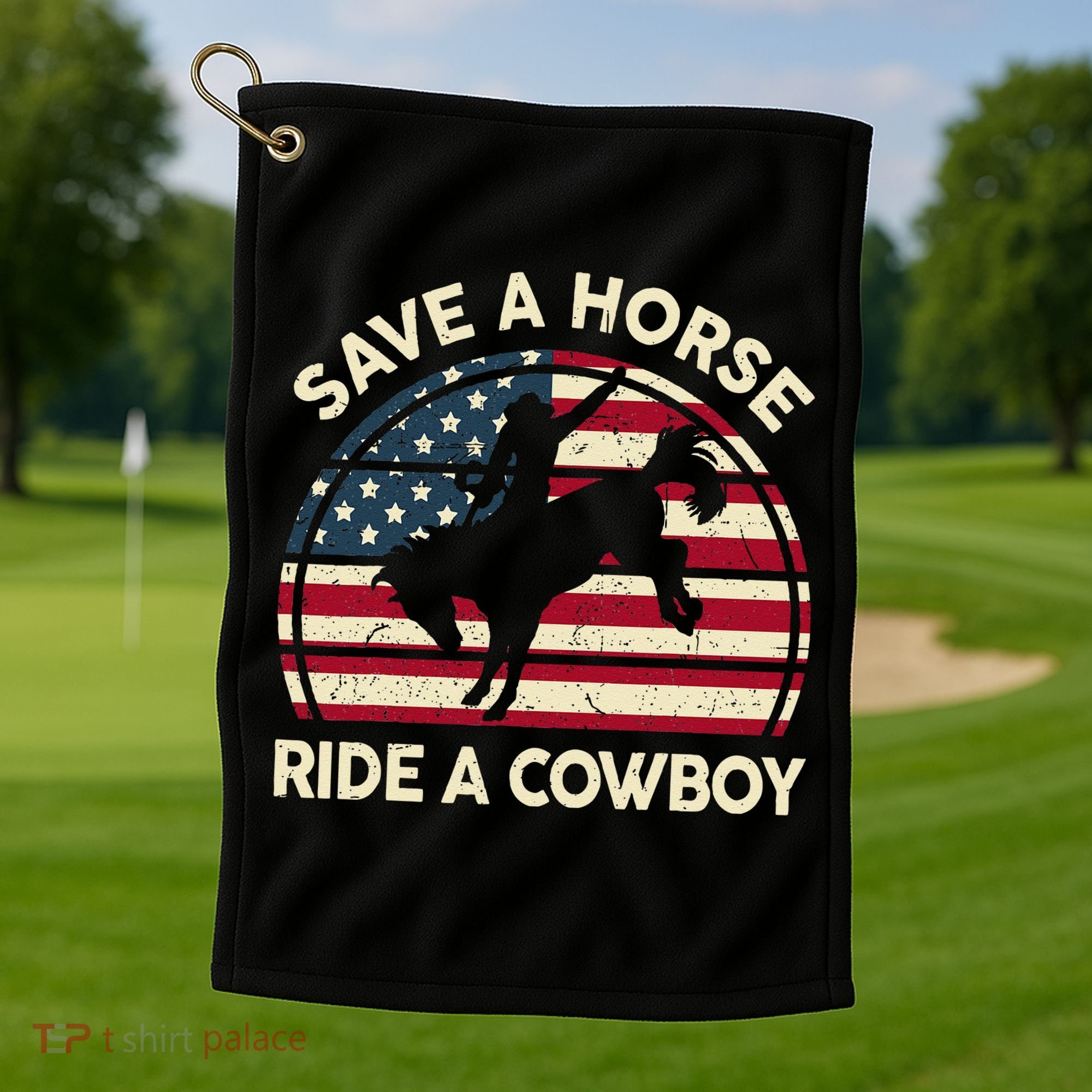 Funny Save A Horse Ride A Cowboy Horse Golf Towel
