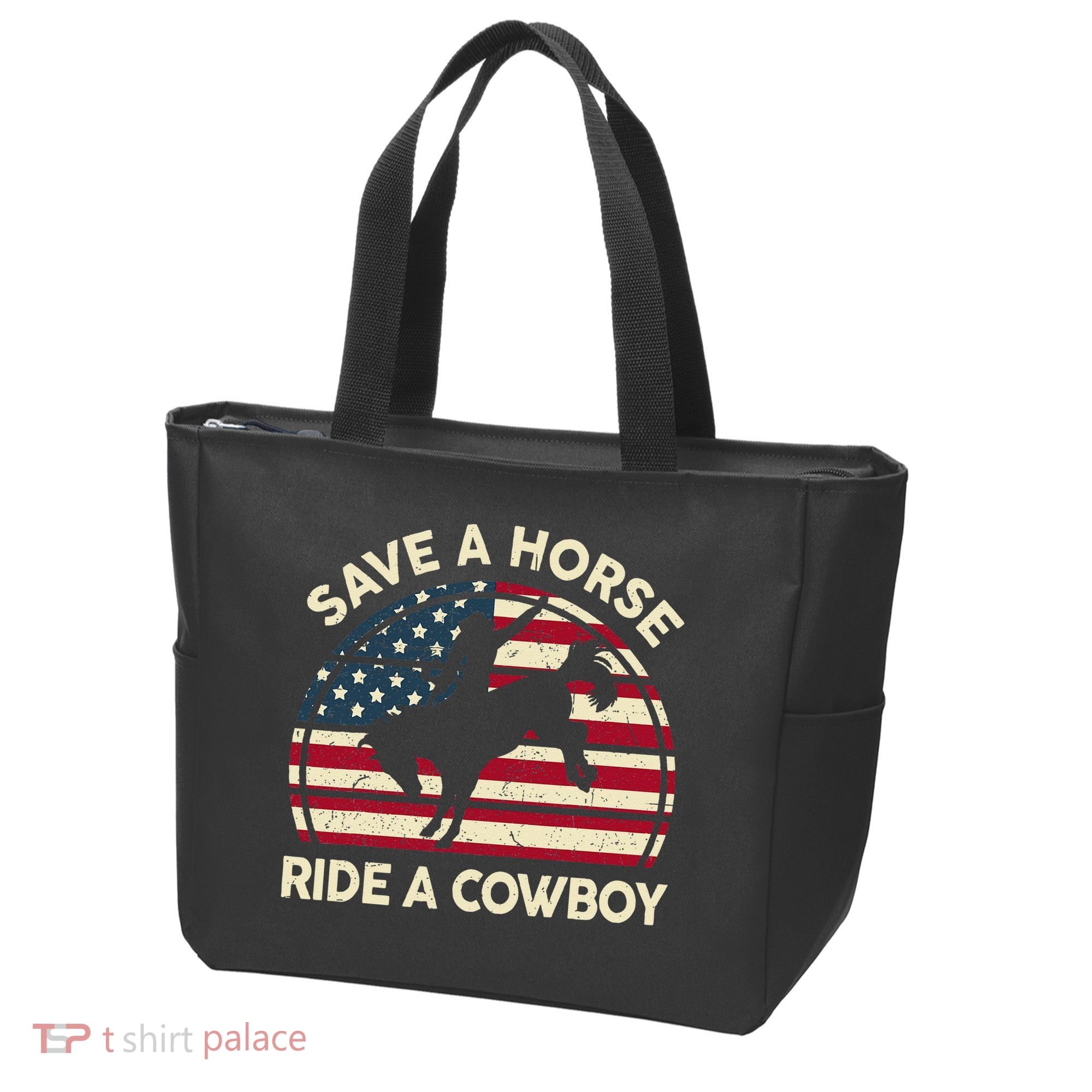 Funny Save A Horse Ride A Cowboy Horse Tote Bag