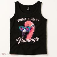 Funny Single And Ready To Flamingle Flamingo Tank Top thumb 2