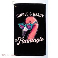Funny Single And Ready To Flamingle Flamingo Golf Towel thumb 0