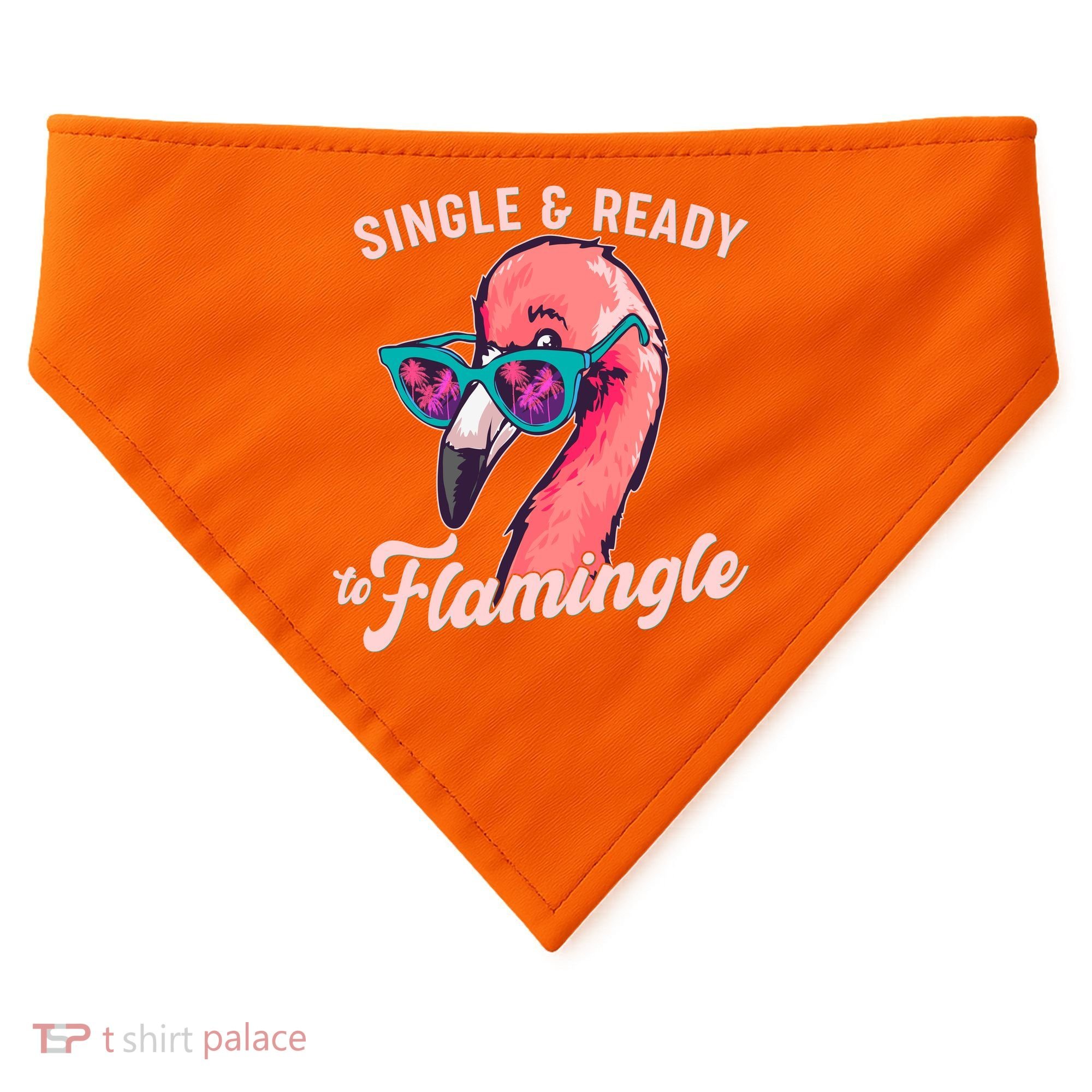 Funny Single And Ready To Flamingle Flamingo USA-Made Doggie Bandana