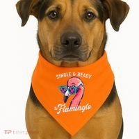 Funny Single And Ready To Flamingle Flamingo USA-Made Doggie Bandana thumb 1
