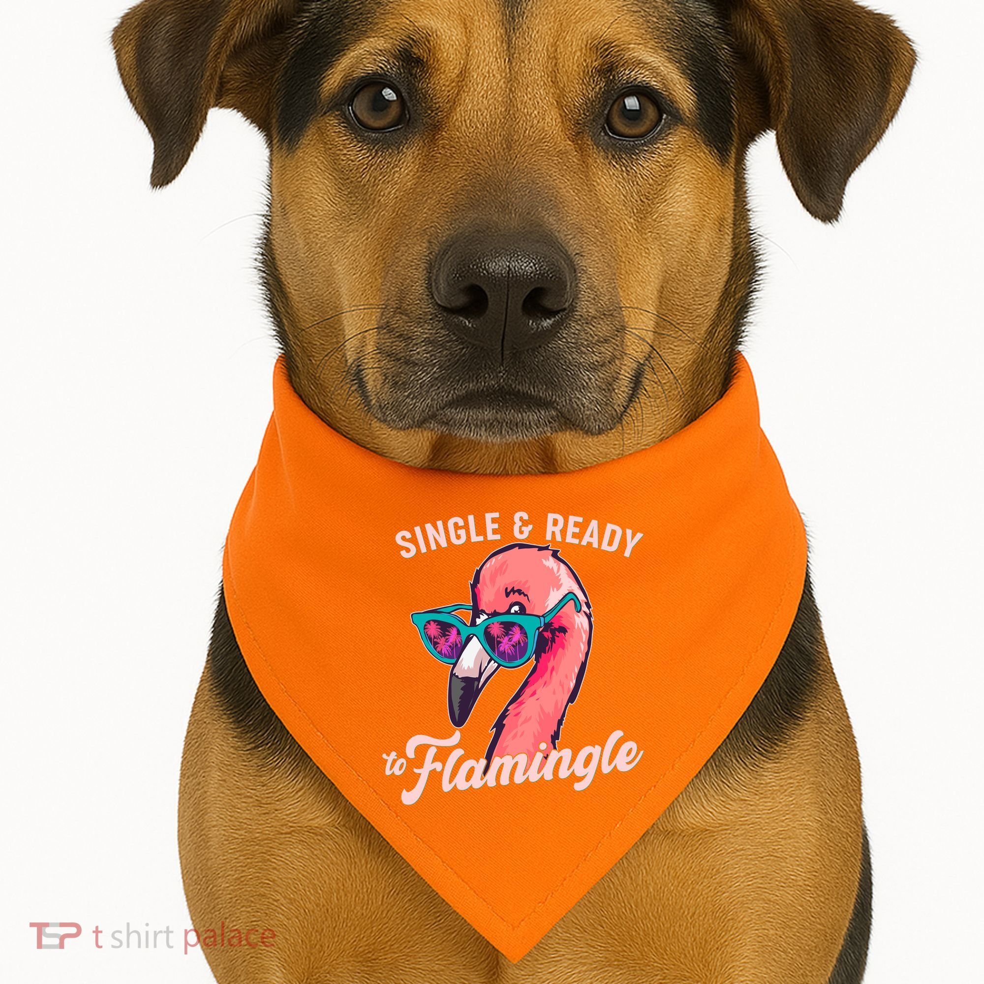 Funny Single And Ready To Flamingle Flamingo USA-Made Doggie Bandana