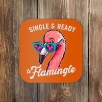 Funny Single And Ready To Flamingle Flamingo Coaster thumb 0
