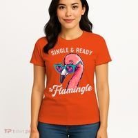 Funny Single And Ready To Flamingle Flamingo Women's T-Shirt thumb 4
