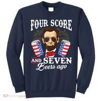 Four Score And 7 Beers Ago 4th Of July Drinking Like Lincoln Sweatshirt thumb 0